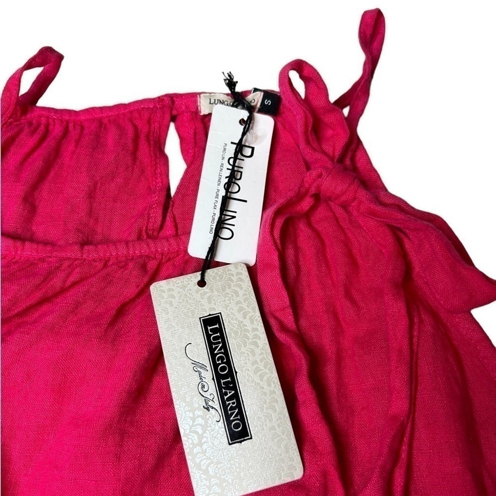 Lungo L'arno Women's Pink Linen Dress Made In Italy Summer Beach Casual Small - Picture 12 of 13